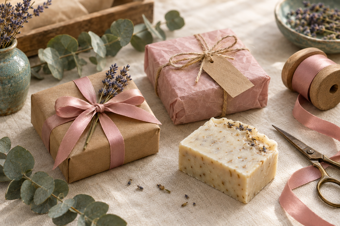Kraft paper & pink ribbon